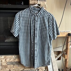 Sonoma Men's Navy and White Plaid Button Down Shirt